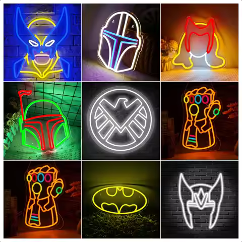 MARVEL Neon Signs For Gamer Room Wall Decor 5/12V USB with Dimmable Switch For Bedroom Bar Party Clu
