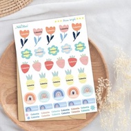 3張入-立體防水姓名貼紙。花朵彩虹。客製化立體轉印貼