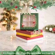 Premium Christmas Box Cake box 4 compartments 16x16x5.5cm size per partition 8x8x5.5cm 6 compartment