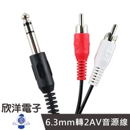 6.3mm Stereo To 2AV Audio Cable 5 Feet AV RCA Lotus Speaker (6169)