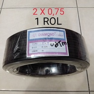 1 ROL Kabel Listrik RHINOS DIAMOND rambut serabut NYMHY 2 X 075 hitam