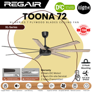 REGAIR TOONA 72 Inches Large Fan DC Motor 7 Plywood Reversible Blades 16 Speed 8R + 8F Remote Contro
