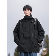 Black Three-in-One Soft Shell Jacket Men's Summer Outdoor Functional Style Waterproof Jacket High St