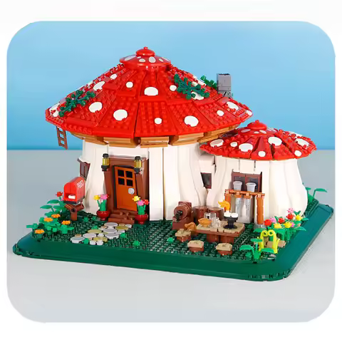 Knew Built Mushroom House Mini Building Blocks Toys: Fairy-Tale World, Calms Engages Children, Perfe