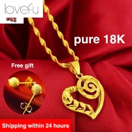 pure real 18K Saudi gold Pawnable love necklace wedding pendant clavicle chain