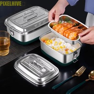 PIXELHIVE​ Stainless Steel Lunch Box, Thickened Sealed Food Container, Durable Portable with Lid Squ