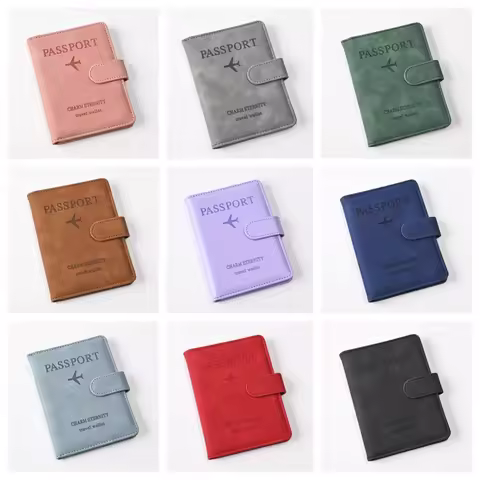 PU Magnetic Buckle RFID Travel Passport Cover Passport Protection Case Flight Ticket Clip Passport H