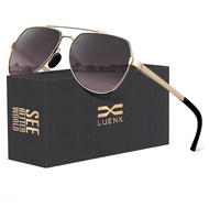 LUENX Aviator Sunglasses for Men Women Polarized New Shades Large Metal Frame - UV 400 Protection