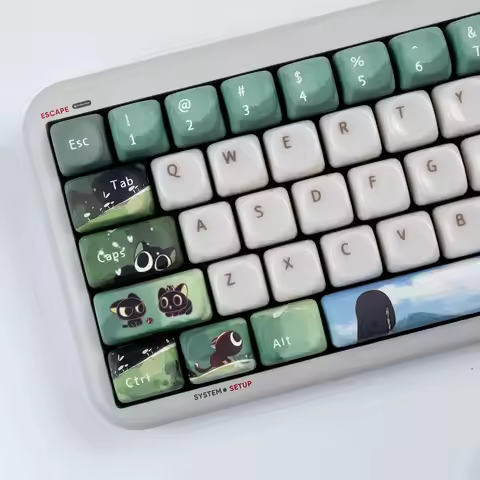 Little Black Cat Keycap Set Jade Resin Ceramic Touch Mechanical Keyboard Keycap MOA Height PC Suitab