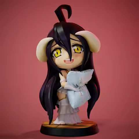 12cm Mini Albedo Q-version Pillow Pretty Girl's Figurine Anime Overlord Peripherals Pvc Model Collec