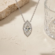 3ct Marquise moissanite Diamond GRA certificate pendant in silver fir gift