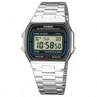 Men's/Women's Sporty Fashion Digital Watch A168WA-1, Retro Stainless Steel Strap Square Dial Watch, 