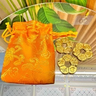 [ feng shui ] brocade bag and 3 3cm feng shui gold-plated apricot coins
