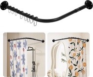 Corner Shower Curtain Rod [24"-53"] x [24"-53"] Adjustable L Shaped 90 Degree Black Rod With 12 Ring