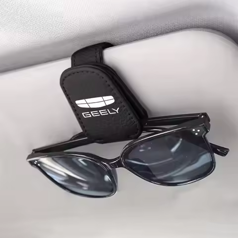 Car Sun Visor Magnetic Leather Sunglasses Clip For Geely Geometry C Coolray GX3 Binray LC Panda Emgr