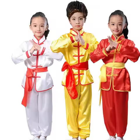 Adult Kid Chinese Traditional Wushu Costume Clothes Boys Girls Kungfu Pak Tai Chi Martial Art Unifor