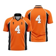 Premium Karasuno Uniform T-Shirt, Number 4, Orange, Haikyuu Anime