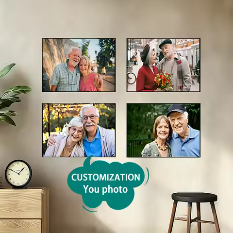 4pcs/set Custom Canvas Printing Personalized Photo Suitable for Family Life Pets Scenery Couple Wedd