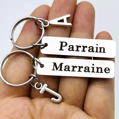 French Parrain Marraine Keychain Godfather Gift Godmother Keyring Personalised Keychain Papa D'amour