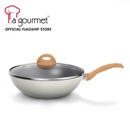 Shogun Vanilla Ceragan 28cm Wok with Glass Lid