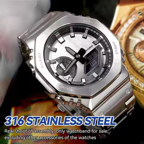 Casioak MOD Kit Metal Watchband For Casio G-SHOCK GA2100 GM2100 GBM-2100 GM-2100B Bracelet Men's Sta