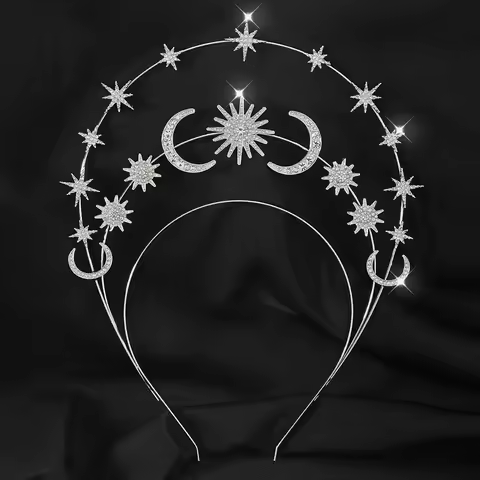 Bohemian-style star-moon six-star diamond-encrusted multi-layer hair band