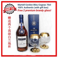 SHOP24 Martell Cordon Bleu Cognac 70cl - Exceptionally Rounded, with Gift Box and 2 brandy glass free  100% Authentic