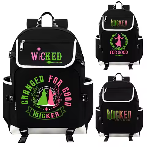 Wicked For Good Backpack Laptop Backpack Boys Girls Student Book Bag Wicked Mochila