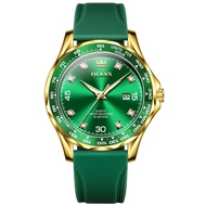 OLEVS 9988 Quartz Men Sport Watch Gift Rubber Watchband Round-dial Wristwatch Calendar