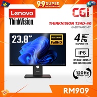 Lenovo 23.8" ThinkVision T24D-40 IPS FHD 120Hz 4ms USB-C 100W Docking Ergonomic Monitor - 64B9GAR1MY
