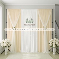 Set Of F001 Cloth 2 Curtains With Mosquito Nets 1 White In The Middle Width 2.5-3 Height 2.4 Meters 