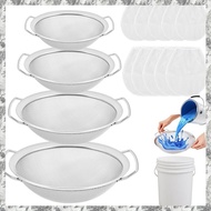 [I O J E] Paint Strainer Combo Set(14 Pieces) Includes 4 Size 60 Mesh Strainers& 10 Pcs Nylon White 