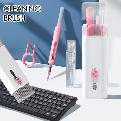 7 in 1 Cleaning Kit Keyboard Cleaner Brush Earphones Dust Removal Pen Screen Cleaning Spray Bottle K