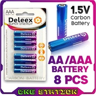 8PCS Deleex 1.5V AA / AAA  Battery Super Energy Leakproof Zinc Carbon Battery Bateri AA / AAA