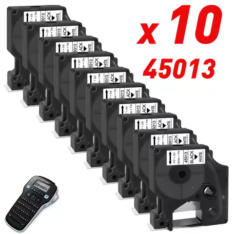 3~10PK 45013 Compatible Dymo D1 Tapes 45013 Black on White 12mm Printer Label for Dymo LabelManage L