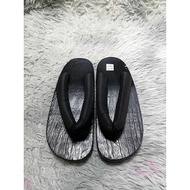 Black Thong Strap Wooden Geta