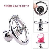 Metal Chastity Cage with Pink Head Adjustable New Stainless Steel Negative Cage Urethral Toys Men's 