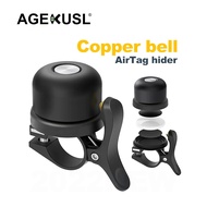 AGEKUSL Bicycle Bell AirTag Mount GPS Tracker Waterproof Hides AirTag Bike Ring Anti-Theft For Brompton 3Sixty Pikes Royale Camp Crius Trifold Folding Bicycle