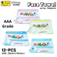 【12-PCS】  Face Towel 66A Washcloth 100% Cotton 66A Grade AAA Flower Face Towel -TW66A