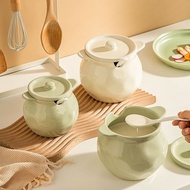 High Temperature Resistant Ceramic Grease Jar with Lid Chili Wave Oil Container Oil Container Home O