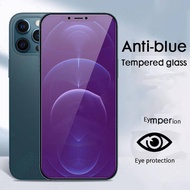 Anti Blue Light Tempered Glass For iPhone 13 12 11 Pro MAX Mini X XS MAX XR HD Screen Protector For 