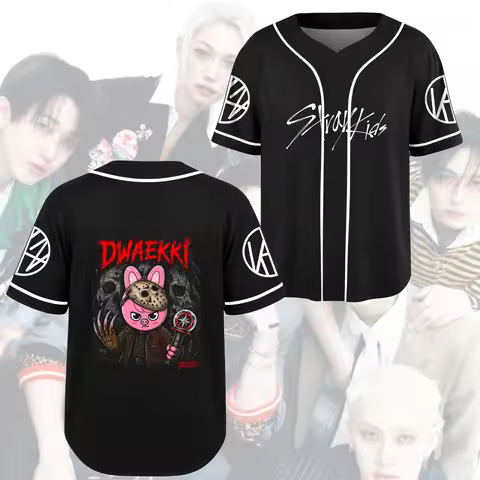 Chilling Stray Kids Halloween Baseball Jersey SKZOO Kpop Gift for Fans Family Matching Clothing Fash