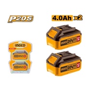 INGCO 20V 4.0Ah Battery 2pcs + Fast Charger P20S Value Pack COSLI240312 | Ready Stock | 1 Year Warra