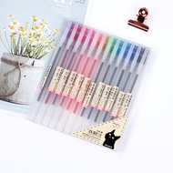 12PCS/lot MUJI Style Gel Pen 0.5mm Color Ink Pen Maker Pen School Office student Exam Writing Statio