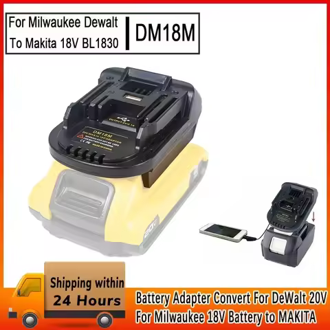 DM18M Battery Adapter Convert For DeWalt 20V & For Milwaukee 18V Battery to MAKITA 18V Battery Work 