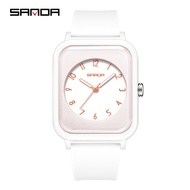 SANDA นาฬิกาควอทซ์แฟชั่นเรียบง่ายอเนกประสงค์ลำลองกลางแจ้งกันน้ำนาฬิกาสำหรับทั้งหญิงและชายสี่เหลี่ยม