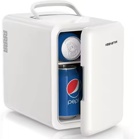 Mini Fridge, 6 Liter/8 Can Small Fridge, 110V AC/ 12V DC Cooler and Warmer for Bedroom, Cosmetics, O