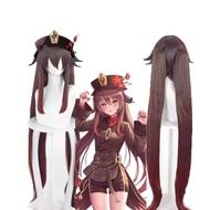 Genshin Impact Hutao วิกชุดคอสเพลย์ผู้หญิงอนิเมะเกม Hu Tao สไตล์จีนผู้หญิงฮาโลวีนชุดปาร์ตี้