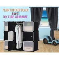 PLAIN CHECKER BLACK 9C DIY CUBE WARDROBE (BW9)