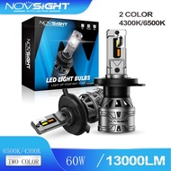 Novsight Newest N61T Switchable two color car LED headlight H4  6500K 4300K fog light car bulb 60W 1